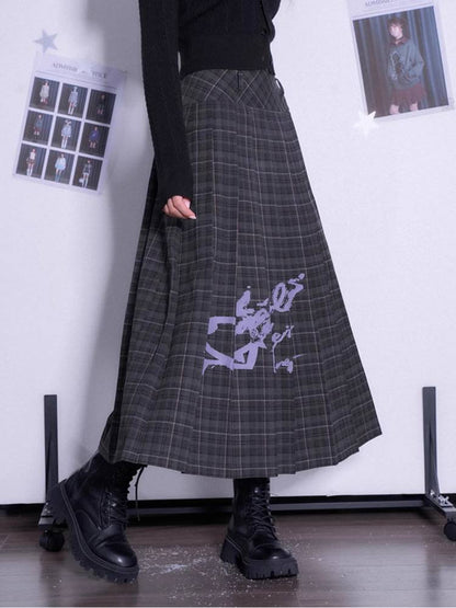 Plaid long skirt【s0000011096】