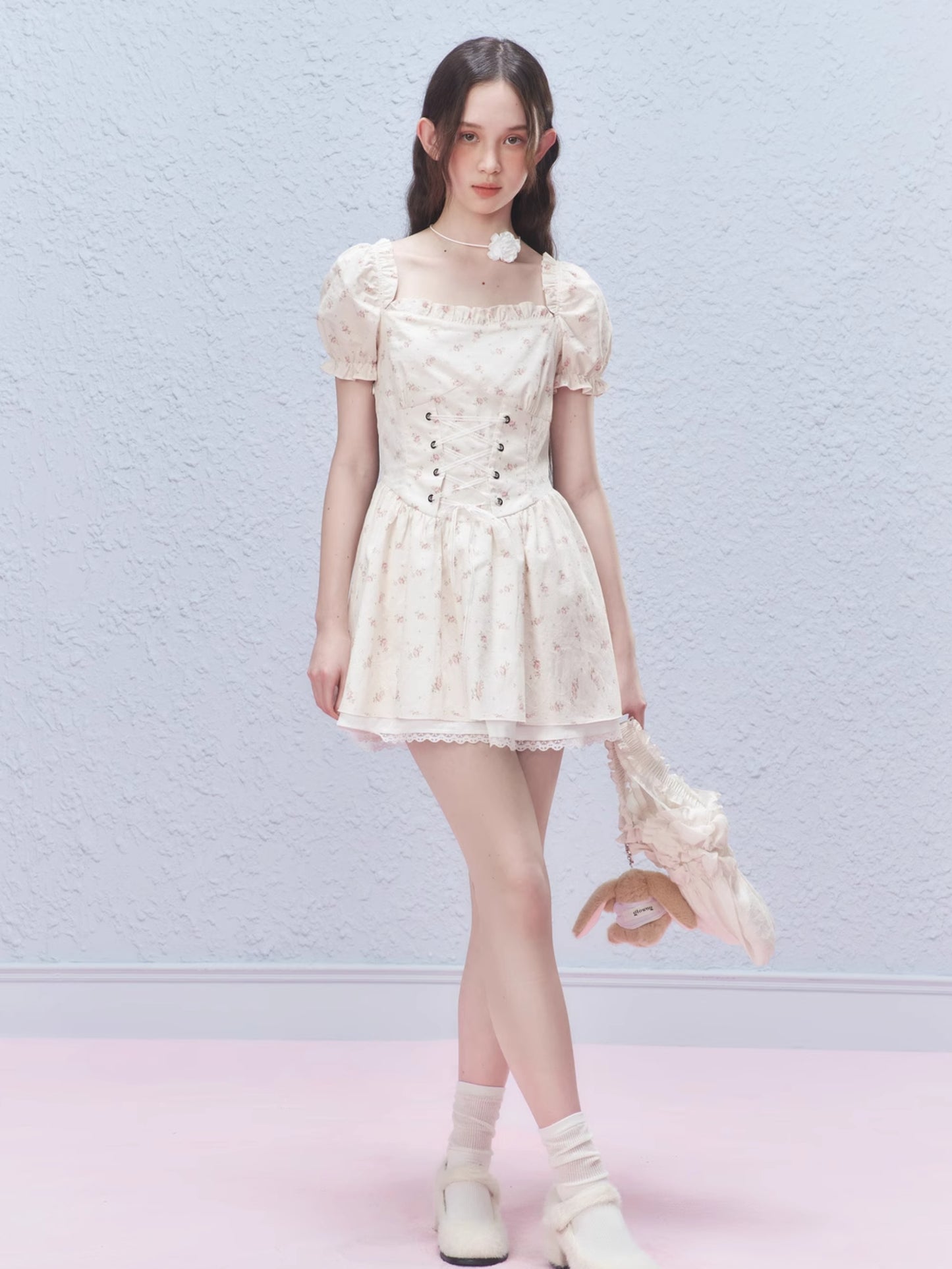 Retro floral short sleeve dress【s0000007419】