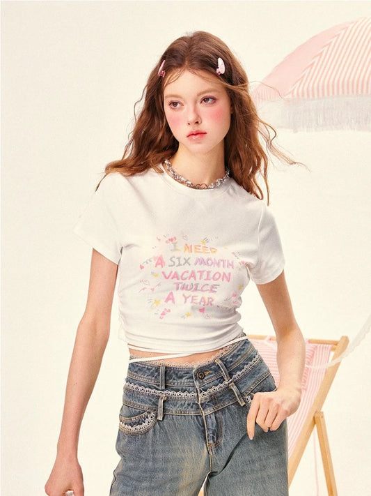 Printed slim top【s0000008950】