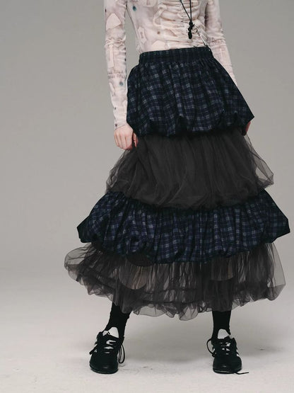 BlueBerry Plaid Cake Skirt [S0000010137]