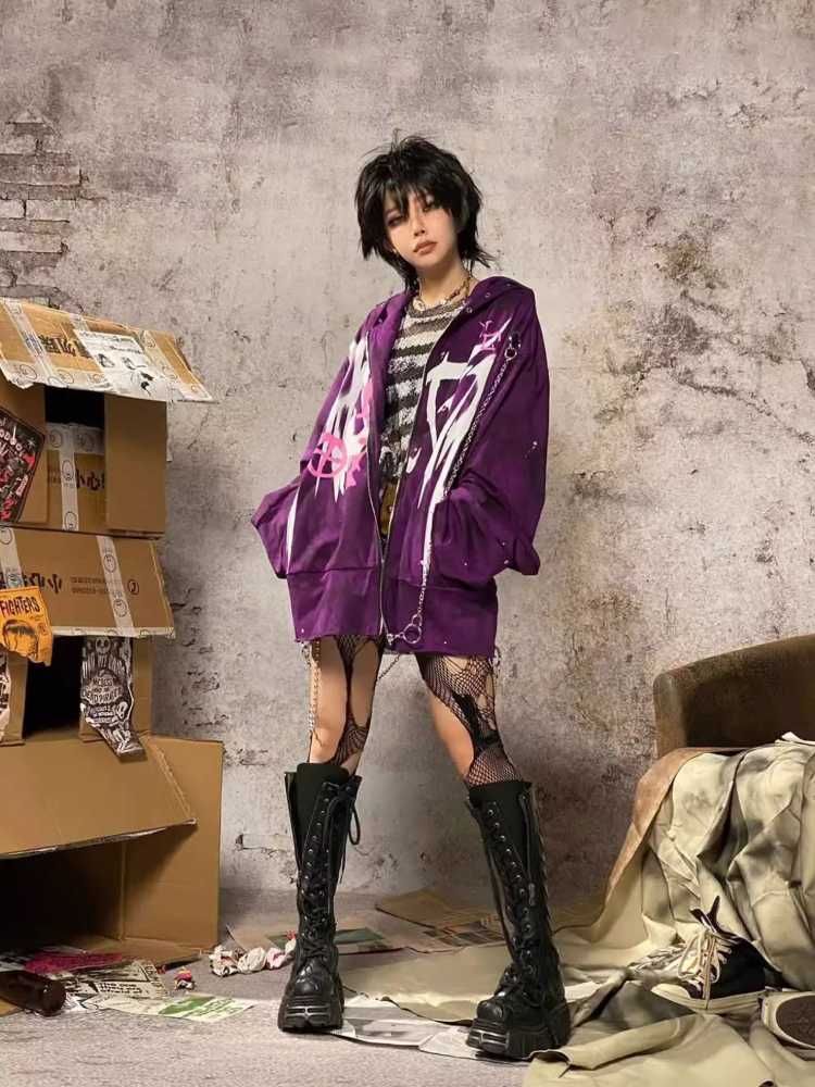 Purple punk hoodie【s0000009762】