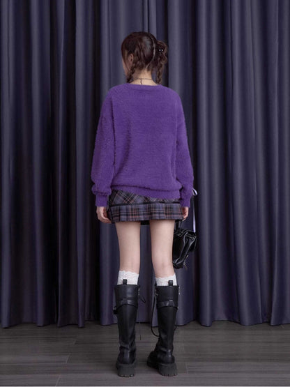 Sweet Purple Plaid Skirt [S0000010669]