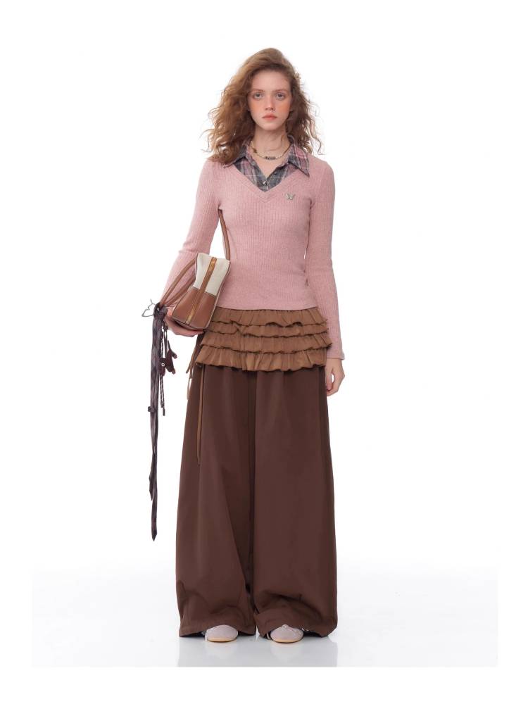 Fake two piece slim fit sweater【s0000011037】