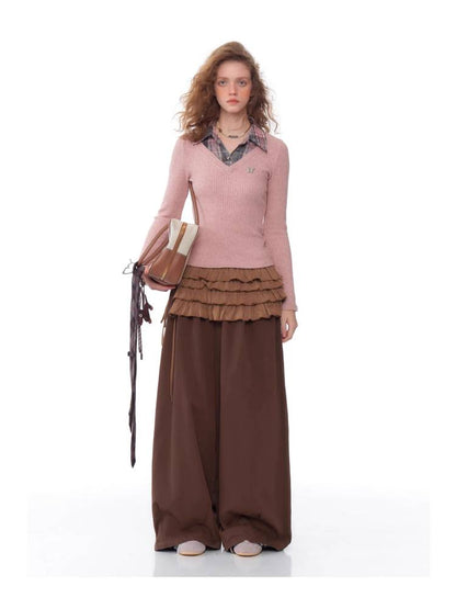 Fake two piece slim fit sweater【s0000011037】