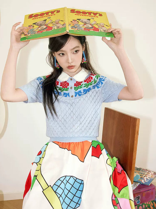 Blue retro knit【s0000007769】