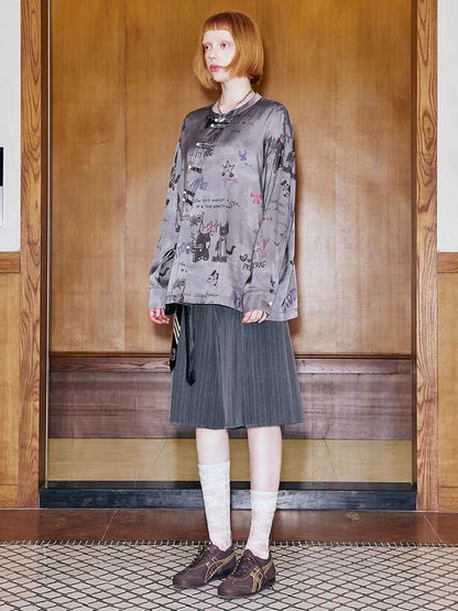 Hand-painted long-sleeved loose shirt【s0000009677】