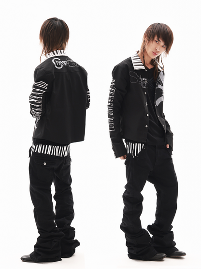 Twill Rhinestone Slogan Jacket【s0000018336】