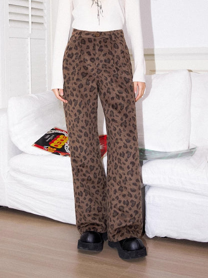 Leopard print wool casual pants【s0000011309】