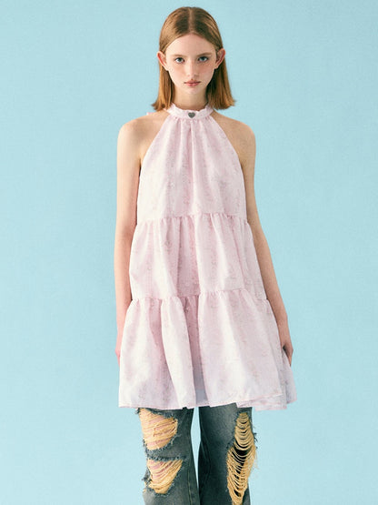 Floral Halterneck Tiered Sleeveless Mini Dress【s0000002209】