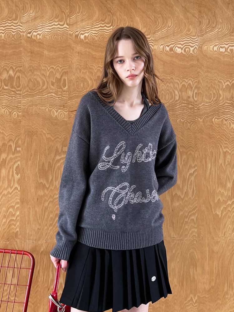 V-neck pullover knit sweater【s0000010805】