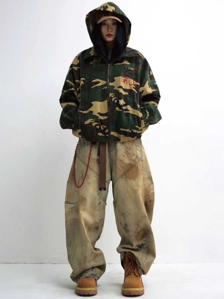 Punk camo hooded jacket【s0000010003】