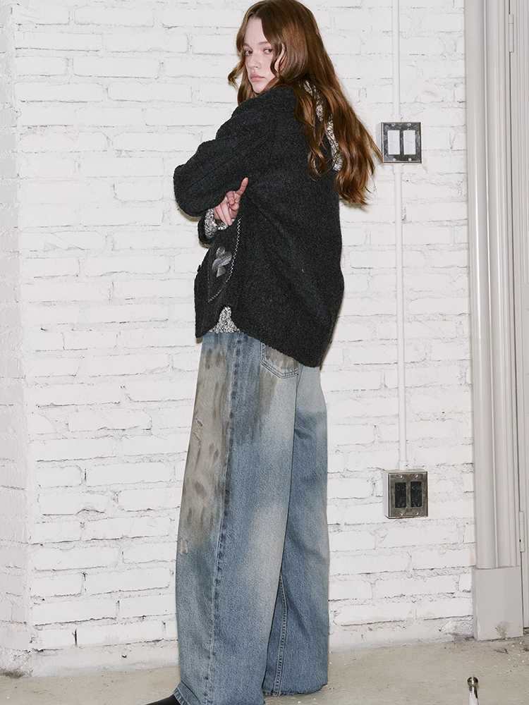 Distressed wide leg pants【s0000010795】