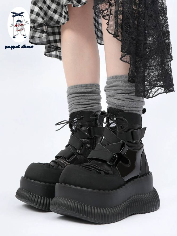 Asian punk platform ankle boots【s0000011438】