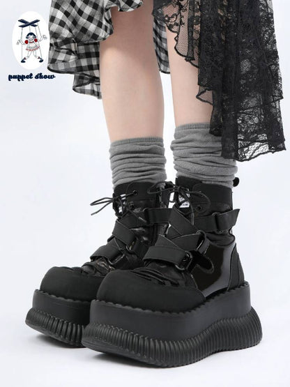 Asian punk platform ankle boots【s0000011438】