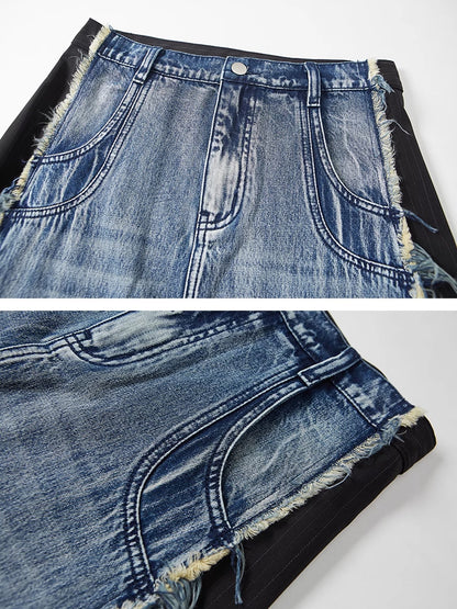 Denim patchwork skirt【s0000007596】