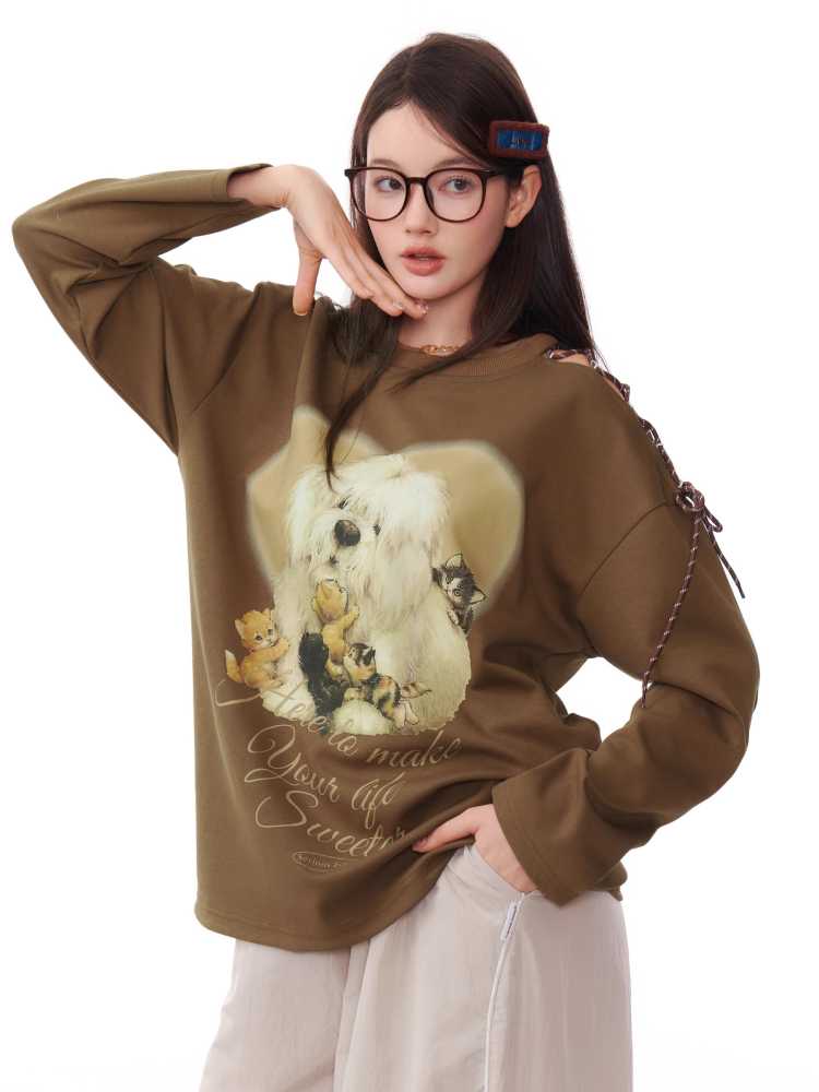 RETRO OFF-SHOULDER LONG-SLEEVE T-SHIRT [S0000010182]