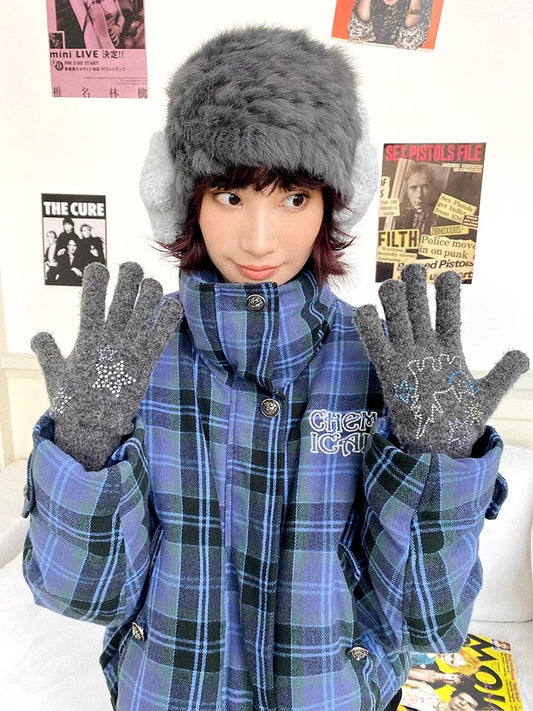 Wool diamond gloves【s0000011133】
