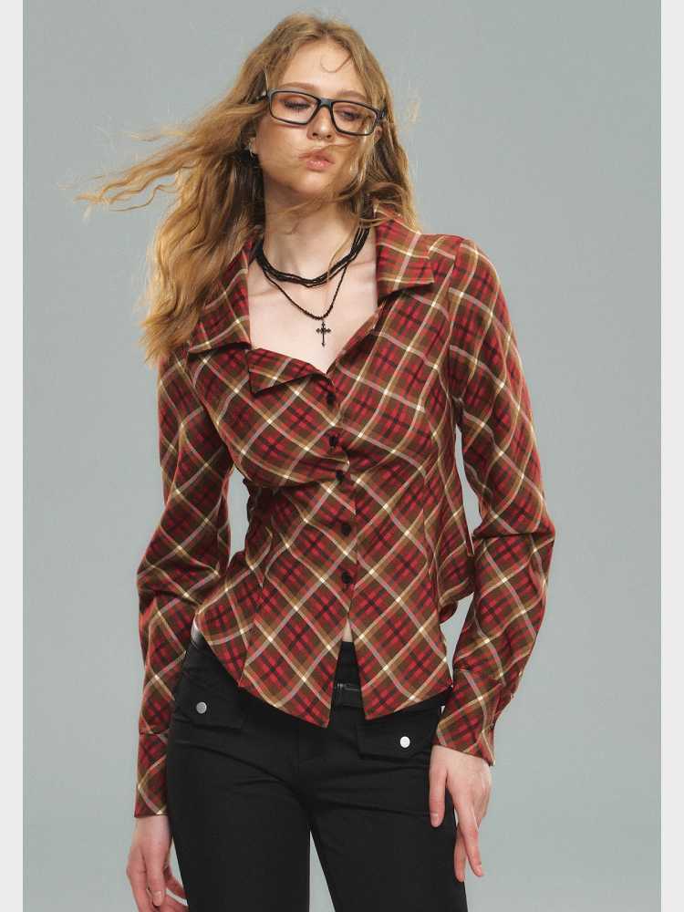 Red Plaid Waist Shirt [S0000010589]