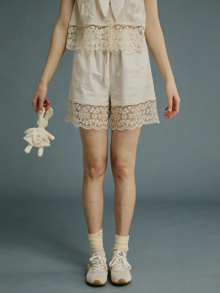 Antique Lace Cotton Shorts [S0000008749]