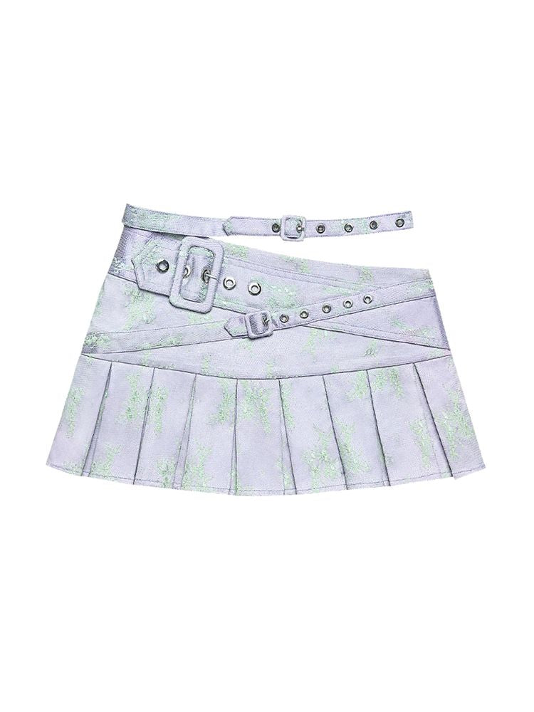 Satin pleated skirt【s0000002603】