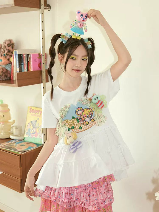 Lace a-line loose tops【s0000008719】