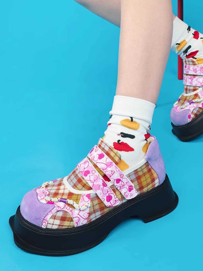 Checkered platform shoes【s0000009819】