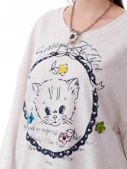 Cat Print Sweatshirt [S0000010178]