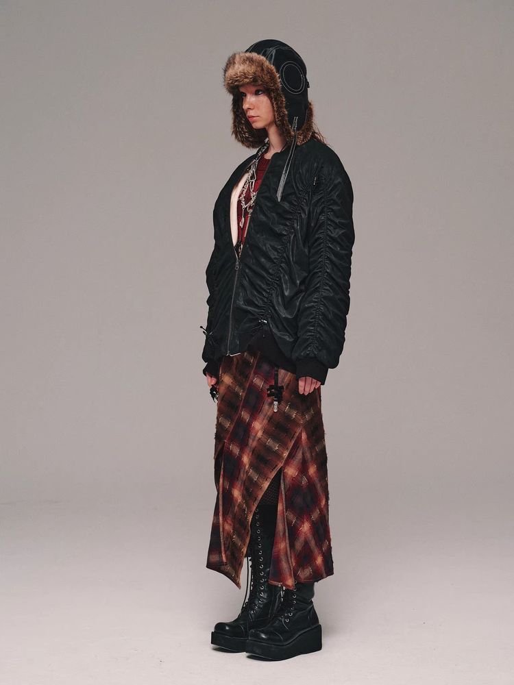 Plaid fishtail skirt【s0000011458】