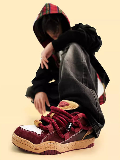 Wine red couple sneakers【s0000006075】