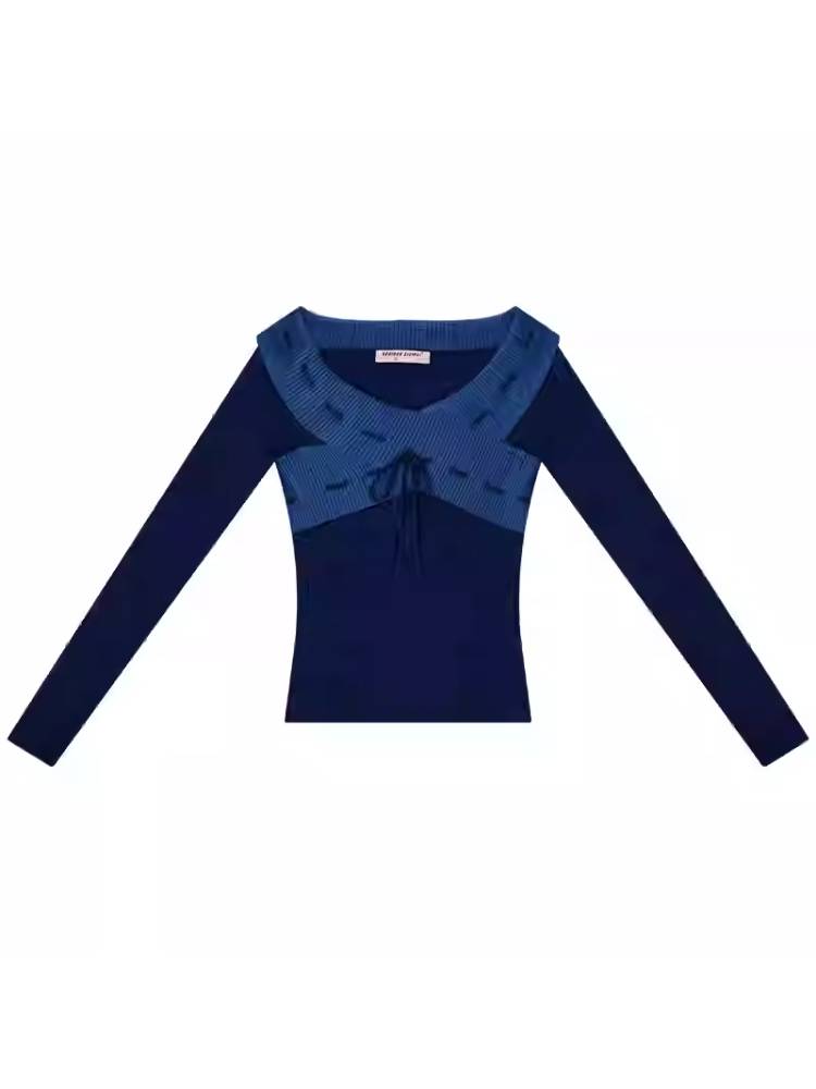 Retro slim fit V-neck sweater【s0000011044】