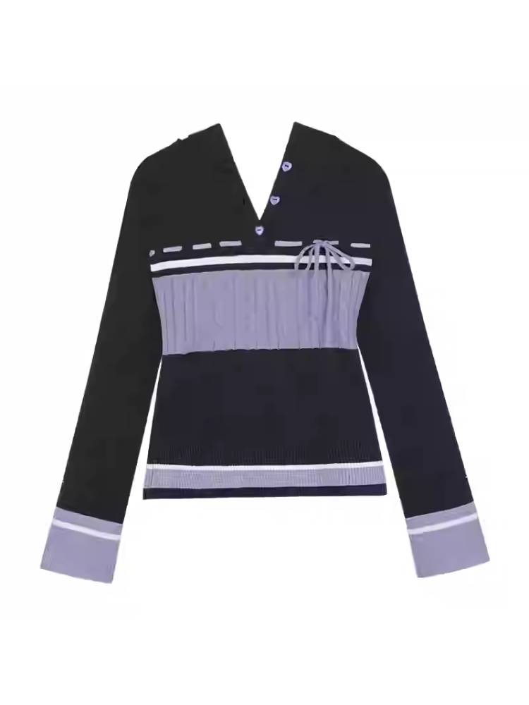 Hooded slim-fit knit sweater【s0000011287】