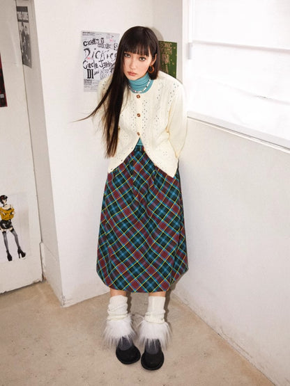 Plaid bud skirt【s0000010361】