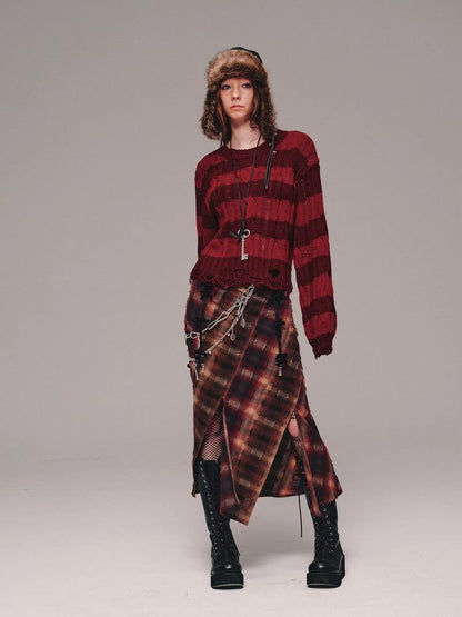 Plaid fishtail skirt【s0000011458】