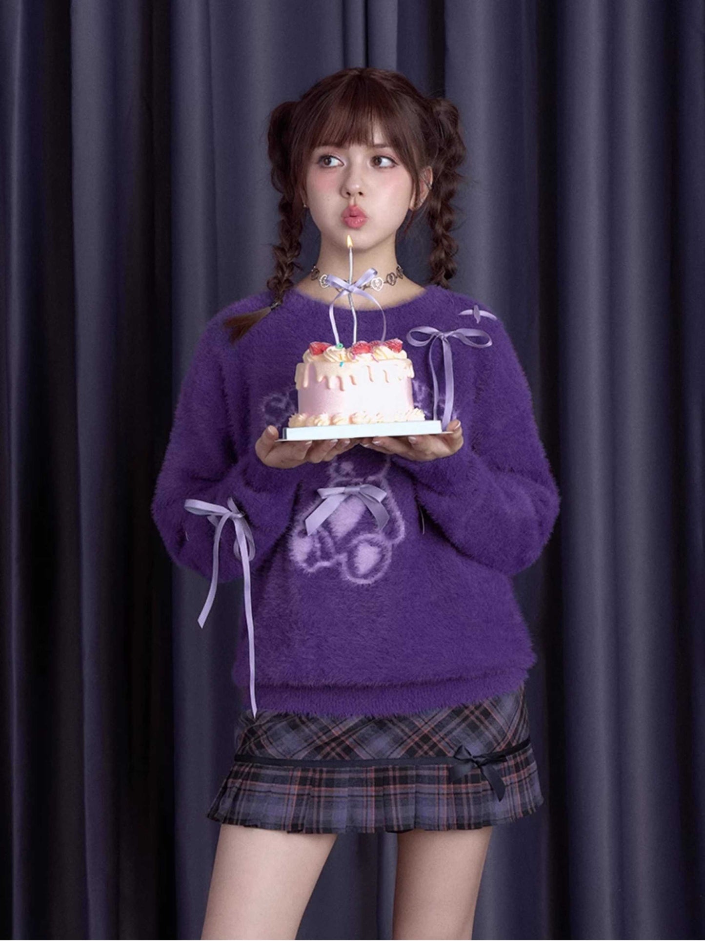 Purple Bear Ribbon Sweater [S0000010666]