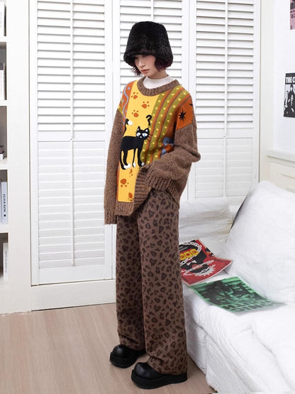 Leopard print wool casual pants【s0000011309】