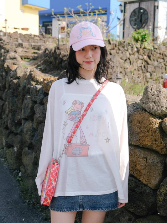 Wound neck print T-shirt【s0000008338】