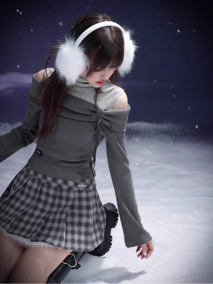 Black and white plaid skirt【s0000011279】