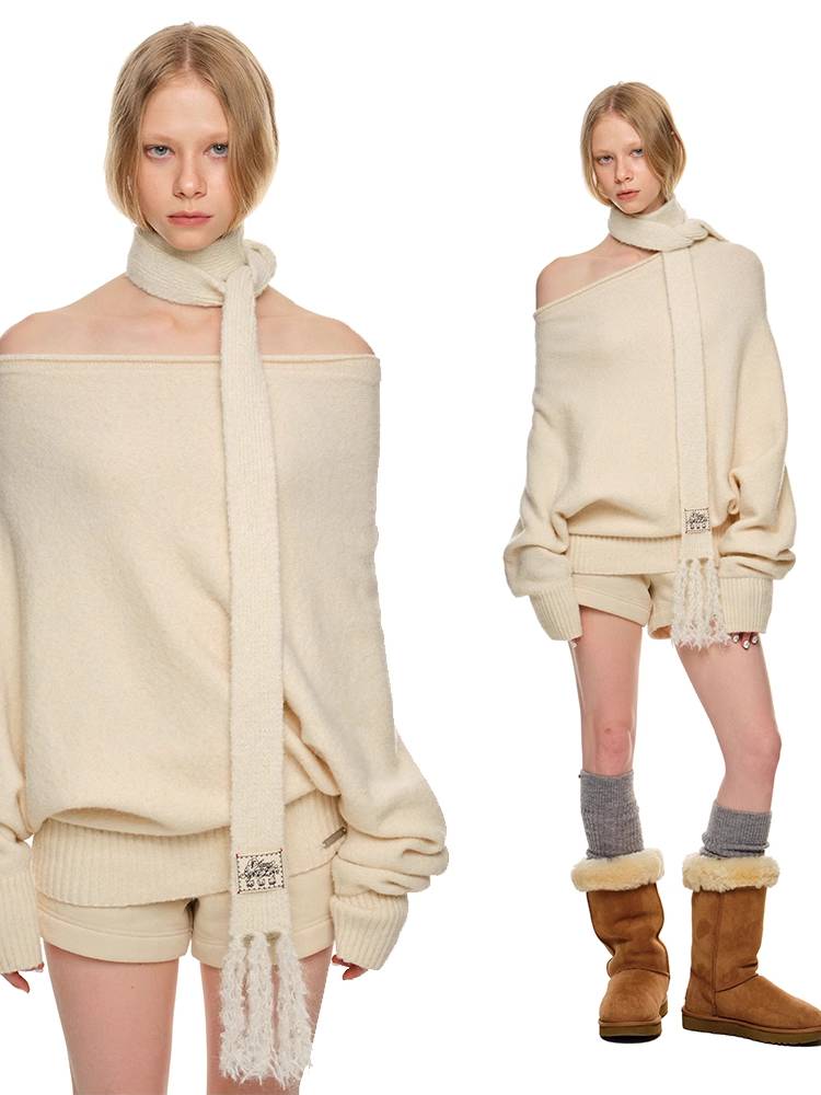 Alpaca wool scarf【s0000011396】