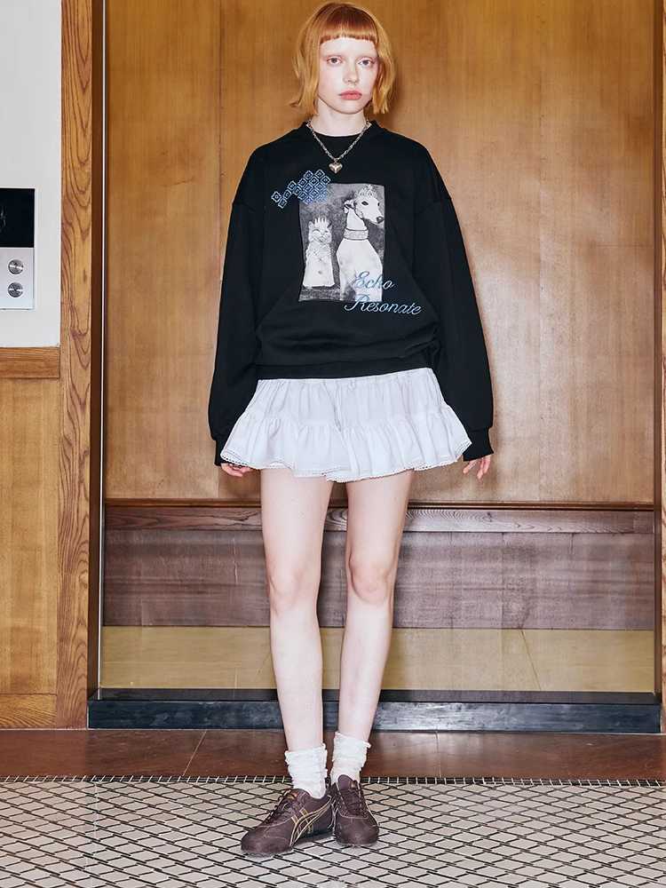 Embroidery Pure Cotton Loose Sweatshirt [S0000010781]