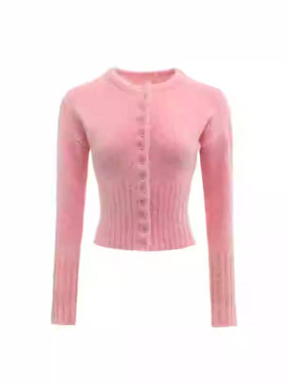 Round neck slim cardigan【s0000011382】