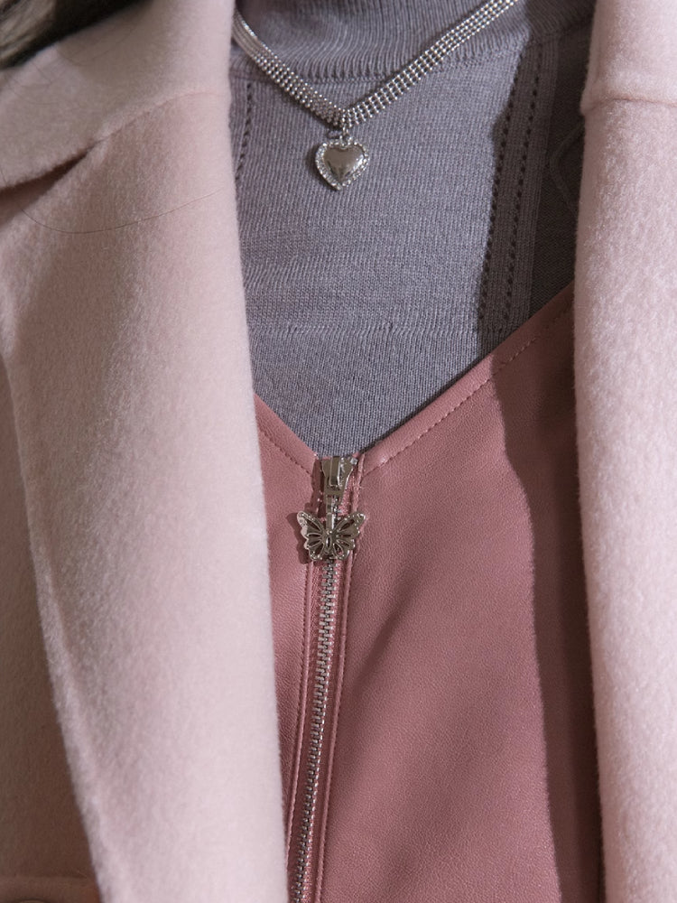 Romantic leather suspender dress【s0000005782】