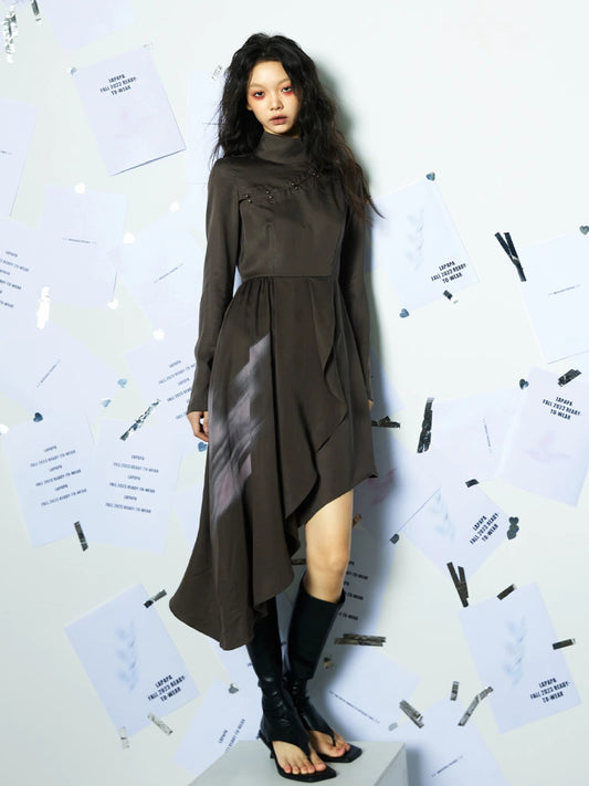 Elegant high collar dress【s0000006334】