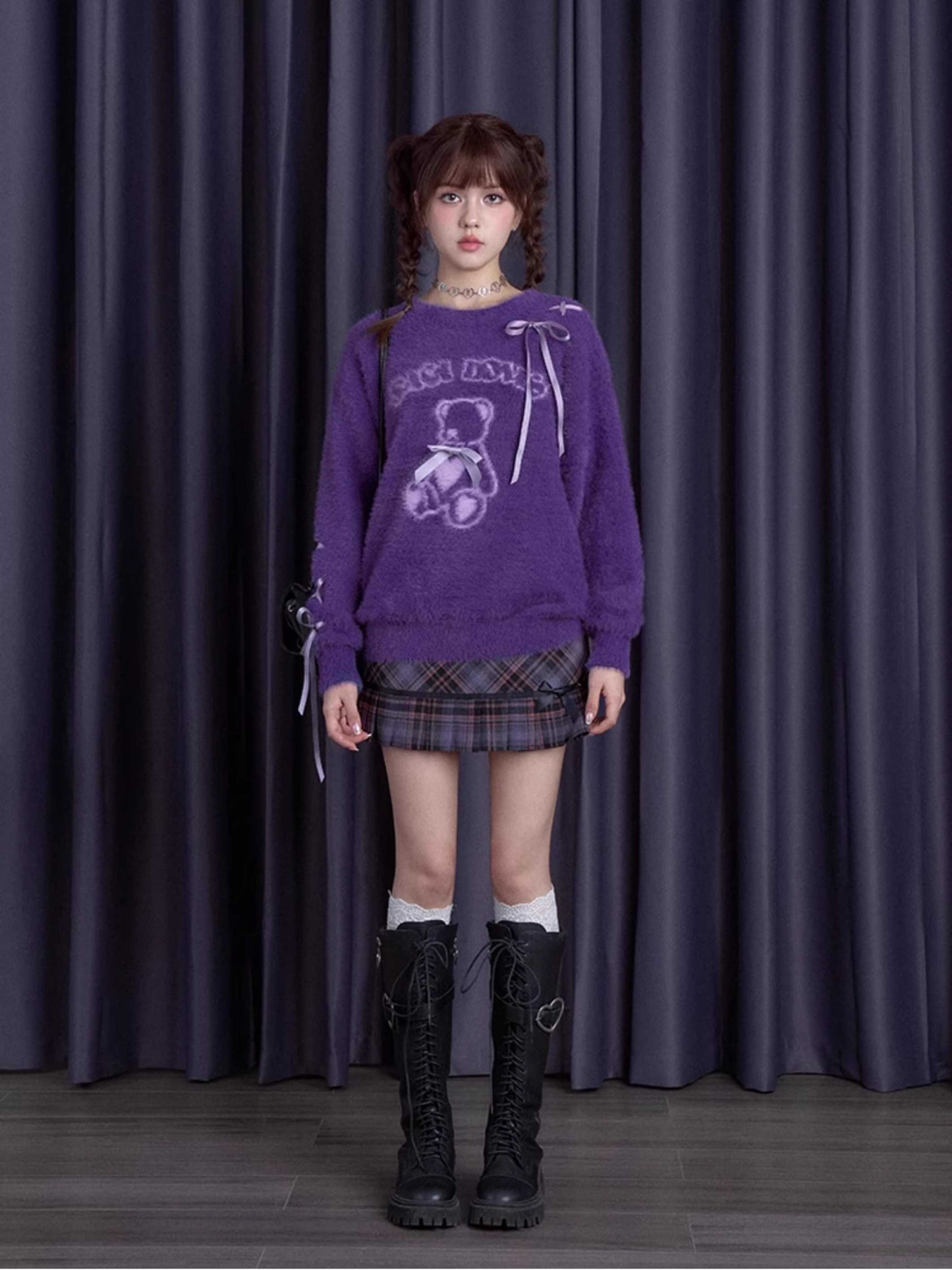 Purple Bear Ribbon Sweater [S0000010666]