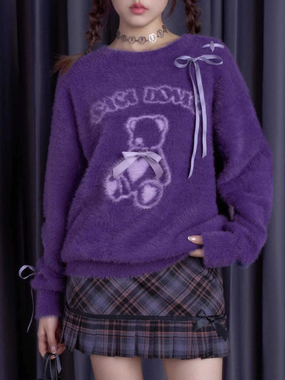 Purple Bear Ribbon Sweater [S0000010666]