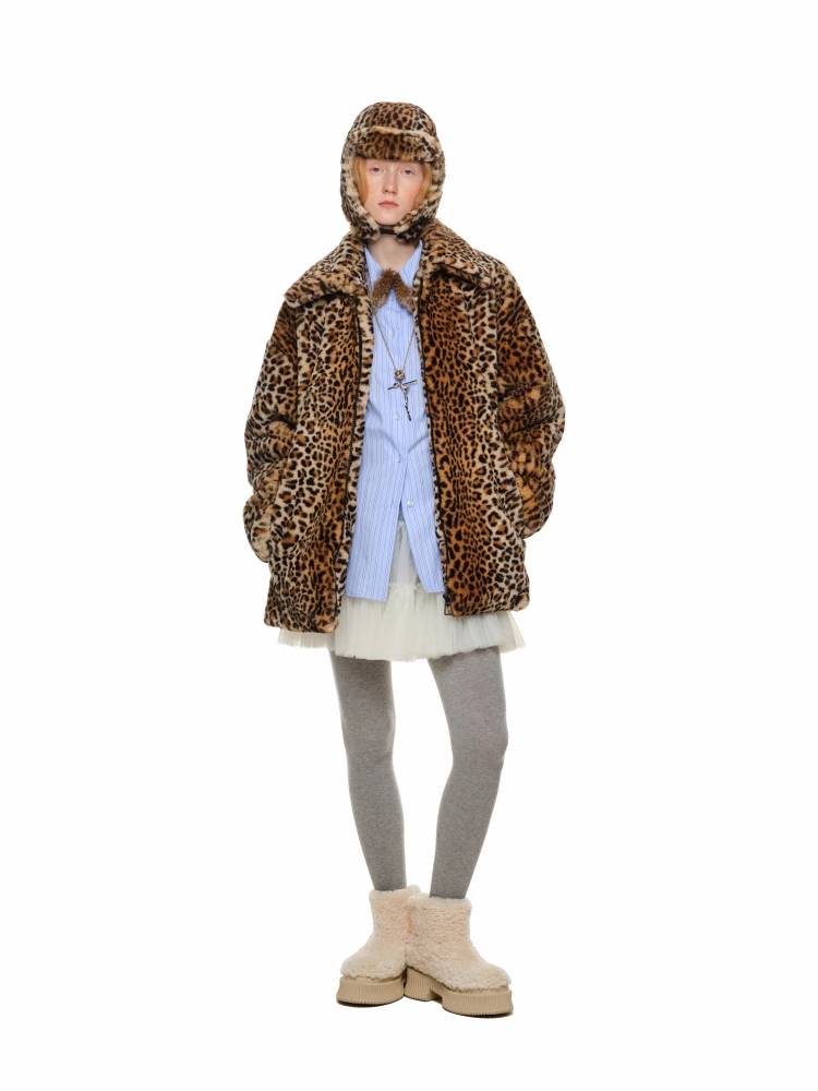 Leopard print fur quilted jacket【s0000011395】