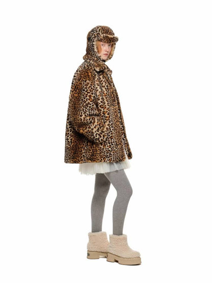 Leopard print fur quilted jacket【s0000011395】