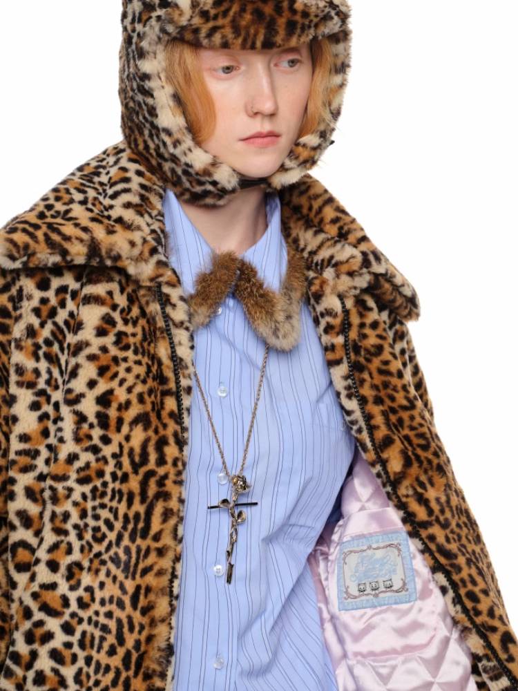 Leopard print fur quilted jacket【s0000011395】