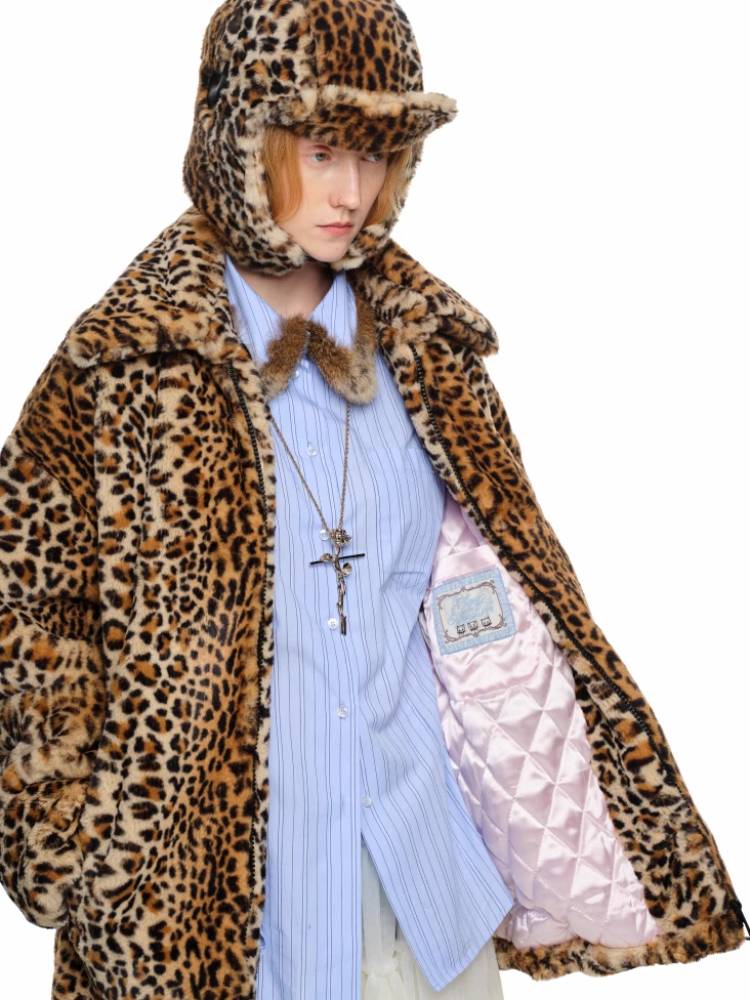 Leopard print fur quilted jacket【s0000011395】