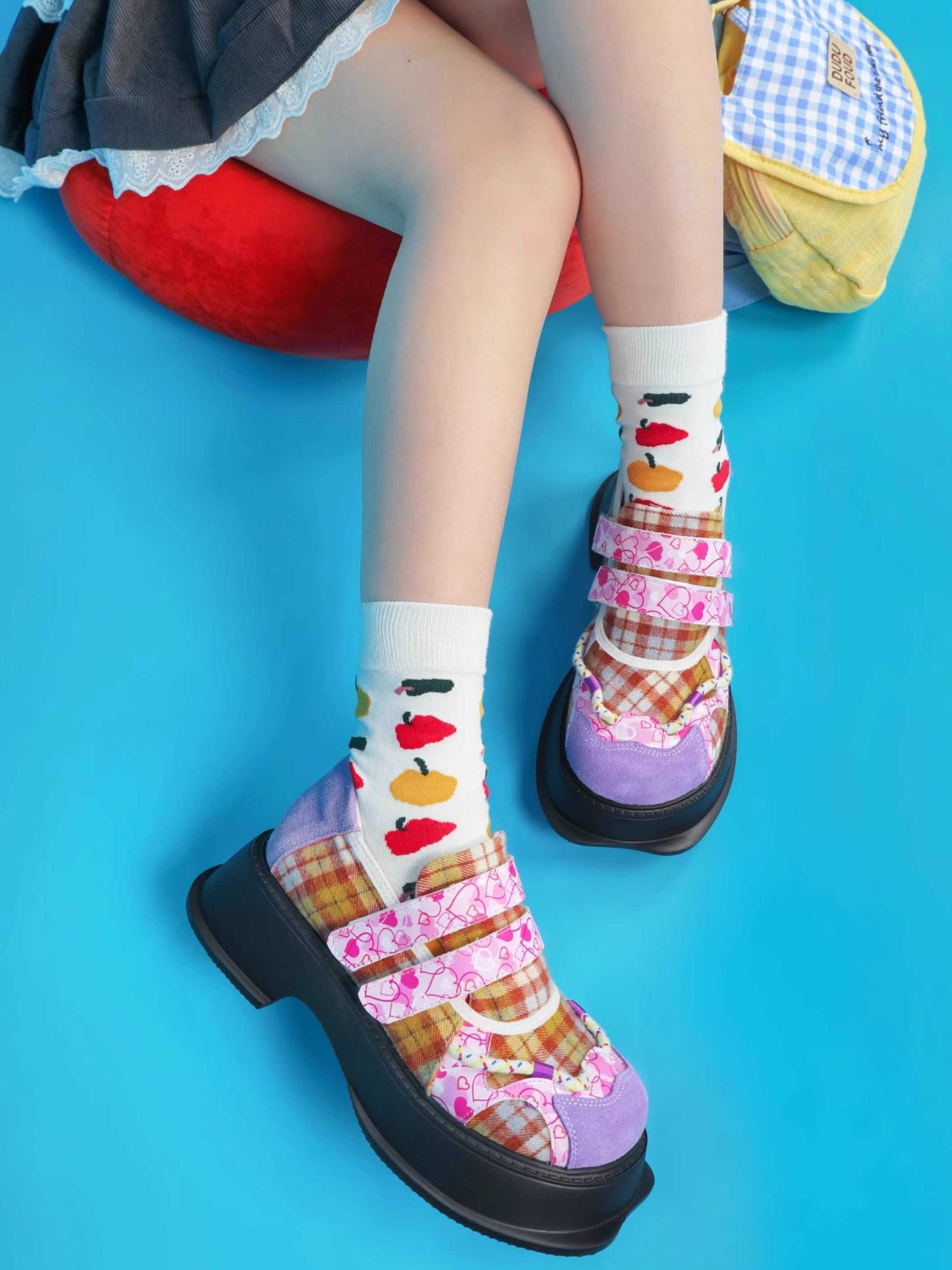 Checkered platform shoes【s0000009819】