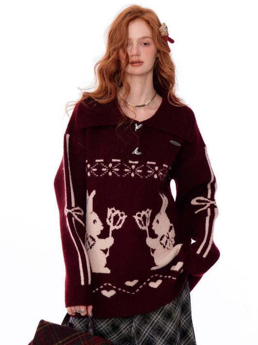 Retro style bunny sweater【s0000011040】